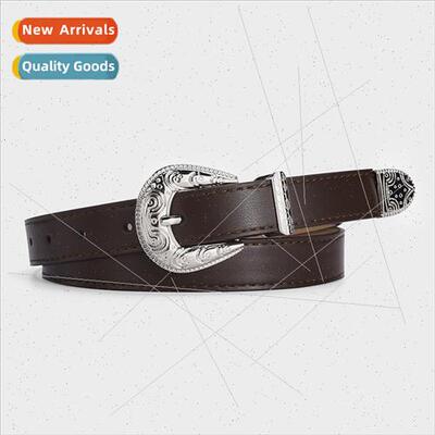 Set three women belts senior sense silver buckle simple vers