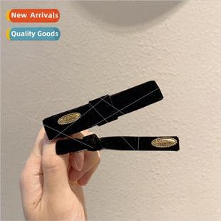 female velvet side head back clips hair bow vintage French