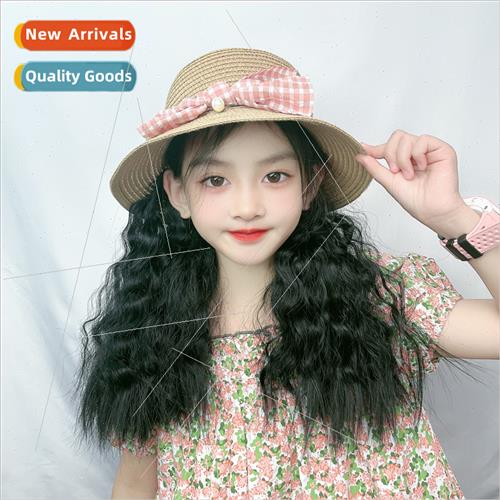 Korean wigs 适用girls long hair wool curls fisherman hat sub