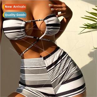 Striped Printed Bikini and iWS505 Sexy Whe Swimsu Black Spl