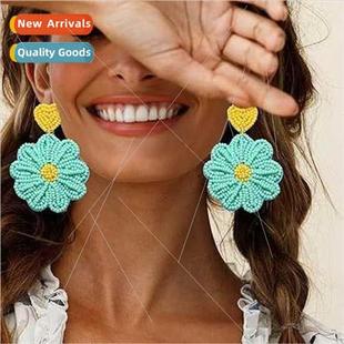 bohemian earrings made new beads summer rice 2024 handmade