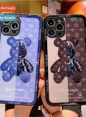 适用 iPhone14ProMax Creative Violent Bear Glass Phone Case A
