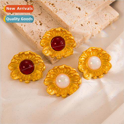Europe retro earrings female antique alloy inlaid resin flow