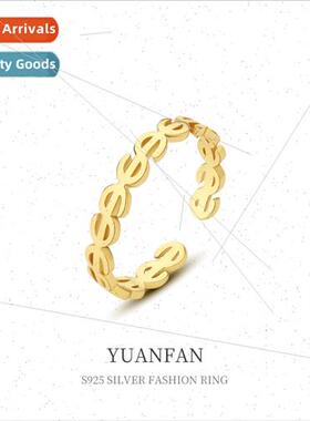 925 silver Dollar Symbol Ring Creative Opening Adjustable Eu