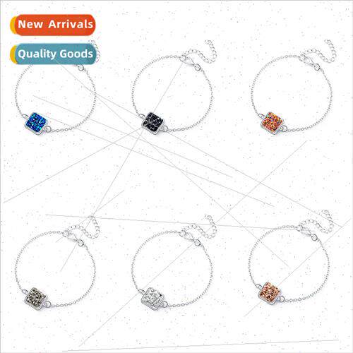 2020 lver Square Bracelet Resin Imation Natural Stone Crysta