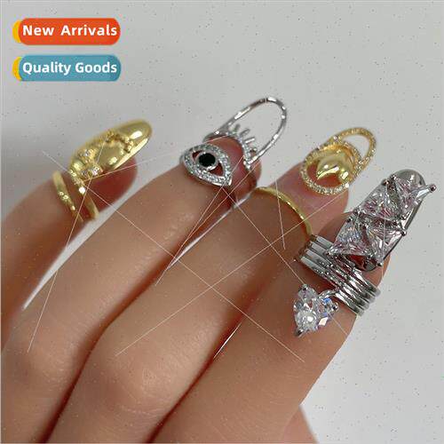 ins copper plated zirconium nail ring women Europe summer op