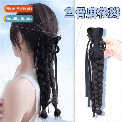 Wig ponytail female sweet fishtail twist double braid simula