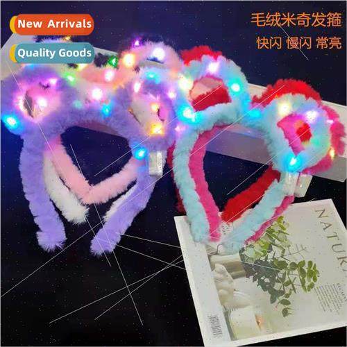 Plush luminous Mickey headbflash bear ears female hair bscen