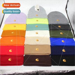 Solid color four corners folded gold embroidery knted cap wo