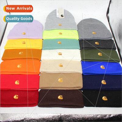 Solid color four corners folded gold embroidery knted cap wo