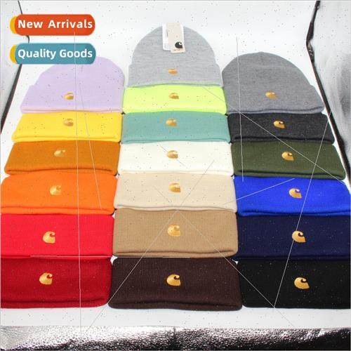 Solid color four corners folded gold embroidery knted cap wo