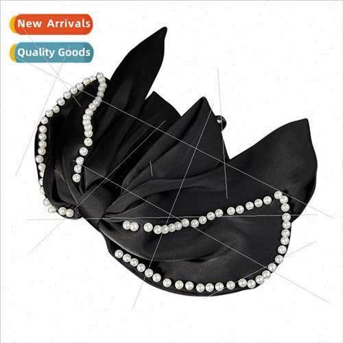 French satin multi-layer large bow vertical clip back head h