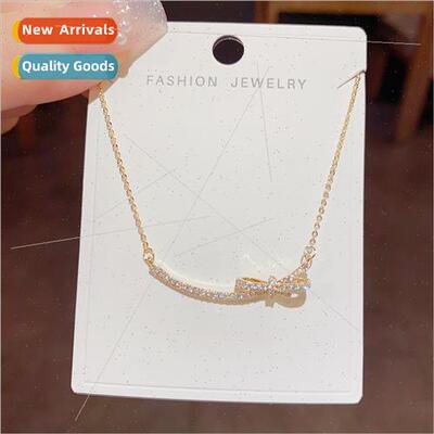 mple fashion zirconia bow necklace niche hundred matching co