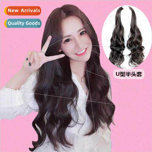U shape half head set wig female long curly hair big wave sh