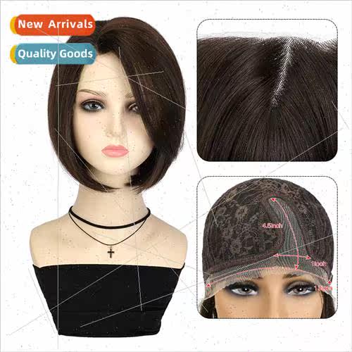 Wig simulation human hair short hair full head head cover ob