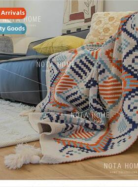 Bohemian sofa blanket ethnic hching blanket Scandinavian sha