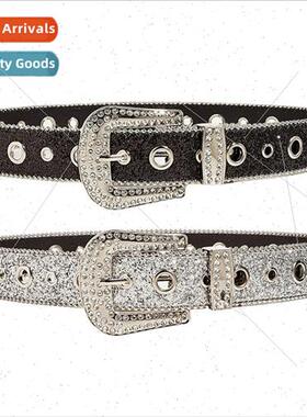 Personalized sequins wide belt fashion nd ladies belt rhines