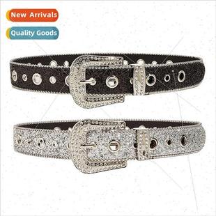 Personalized sequins wide belt fashion nd ladies belt rhines