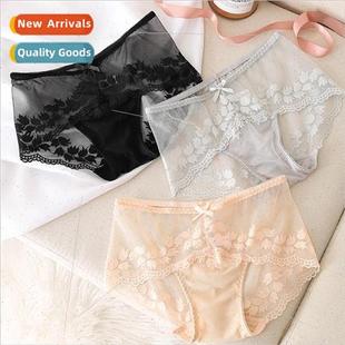 Sexy see-through mesh lace women silk panties mulberry silk
