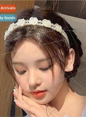 Sweet first love feeling retro rose pearl hair bands niche K