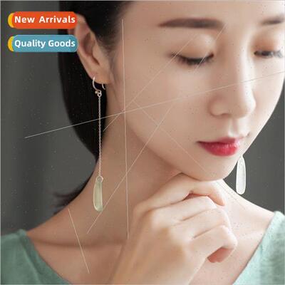 S925 silver needle ancient earrings imation natural Cuiyu ea