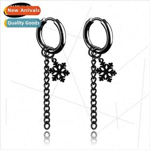 Snowflake earrings Tanium steel earrings whout pierced ears
