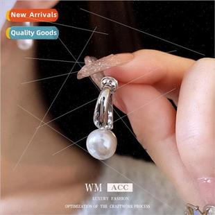 water drop pearl silver Korea metal earrings pin