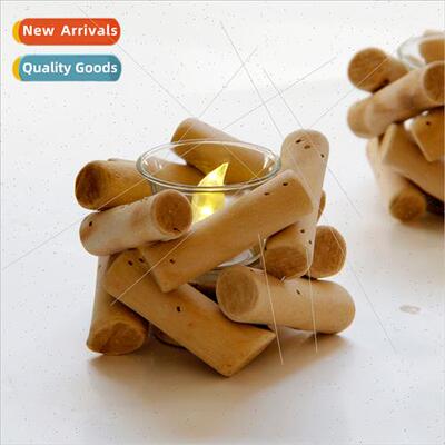 Creative wooden candlestick liner glass romantic arrangement