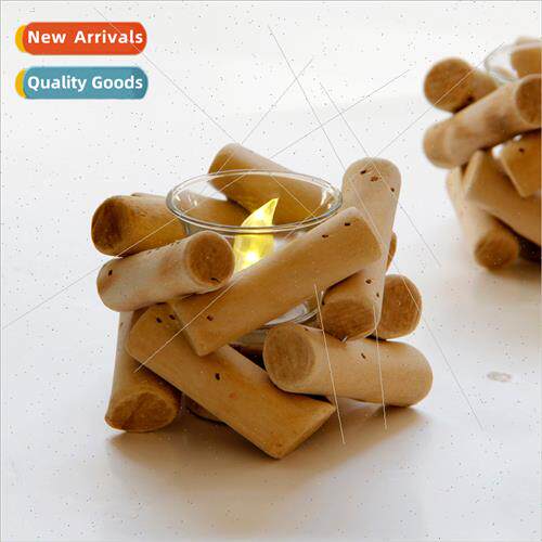 Creative wooden candlestick liner glass romantic arrangement