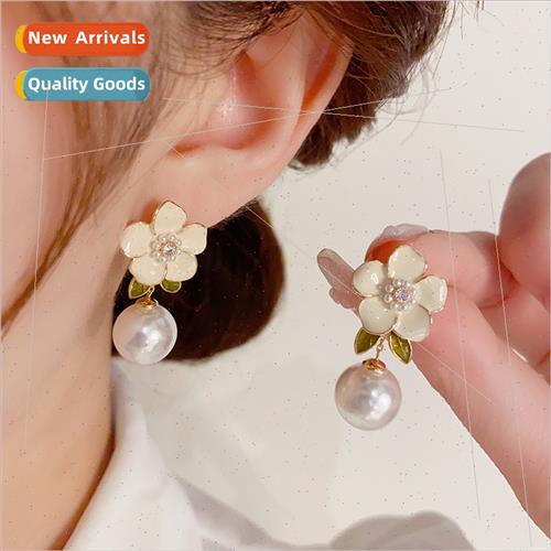 Fashion Flower Millet Bead Dangle Pearl Earrings 925 lver Pi