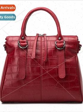 Europe leather women bag crocodile grain ladies handbag hund