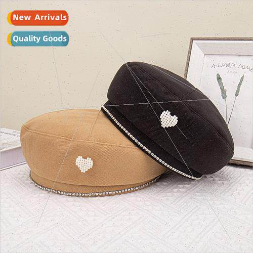 Spring Autumn pearl love hot drill beret children Korean big