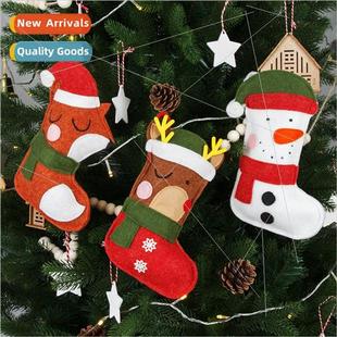 New felt Christmas socks cartoon snowman deer fox cute decor