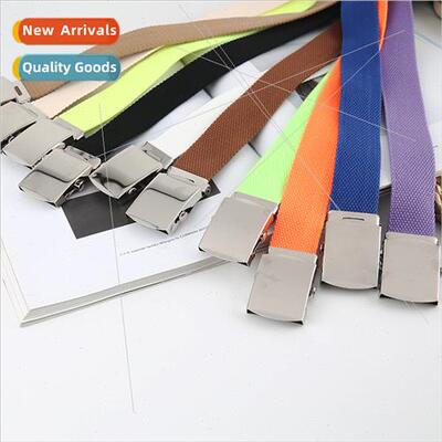 Smooth buckle braided canvas belt female simple versatile so