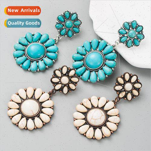 Retro turquoise earrings Europe fashion new alloy set turquo