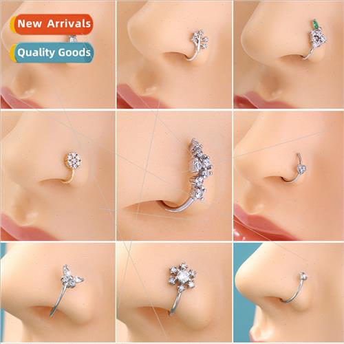 Electroplated nose clipEurope zirconia piercing-free clip-on