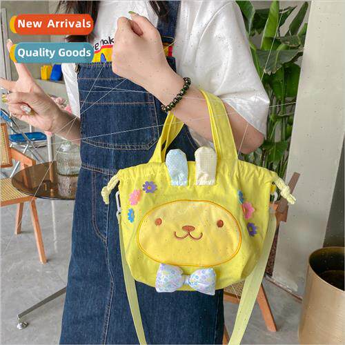 2022 new cartoon cute canvas bag female drawstring bucket ba