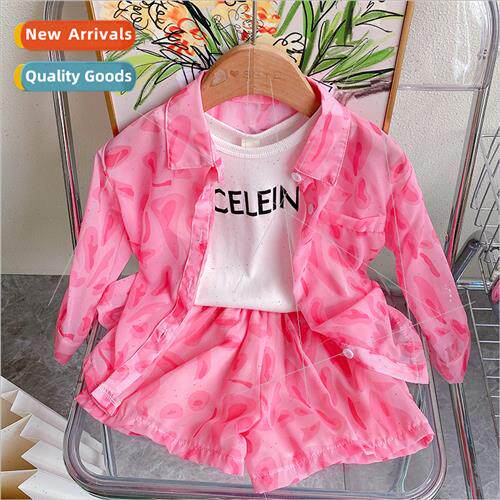 Childrens suit 2023 summer new baby girl leopard print sunsc