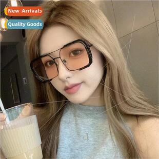 square box through yellow sunglasses men large frame fashion