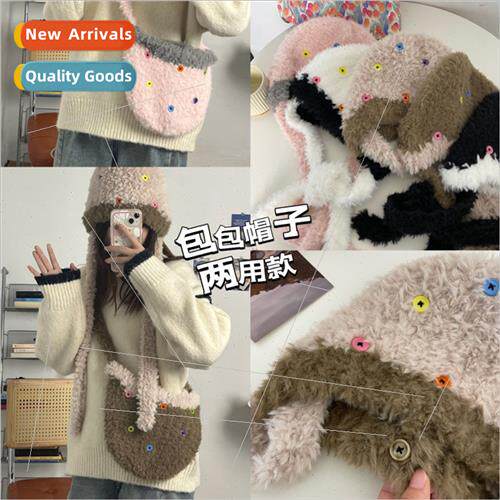 Hundreds buttons plush kn cap thickened warm cute show face
