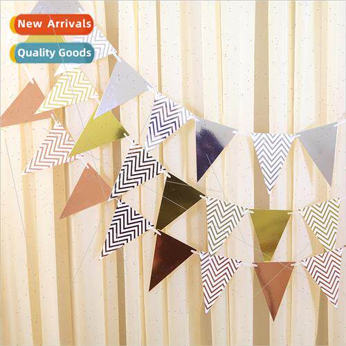 Hot stamping triangle flag string flag paper wedding decorat