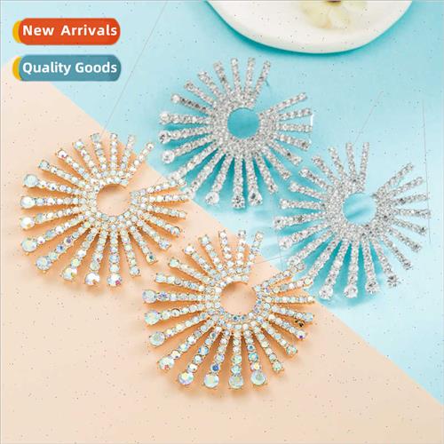 Europe ins fashion alloy glass colored diamond earrings fema
