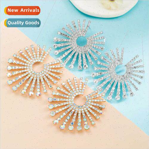 Europe ins fashion alloy glass colored diamond earrings fema