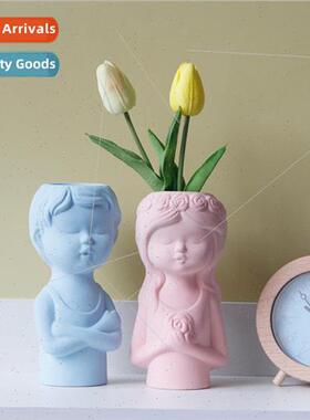 mple Scandinavian boy girl ceramic vase modern home decorati