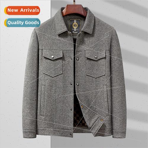 Lapel tweed jacket thickened jacket short tweed jacket fall