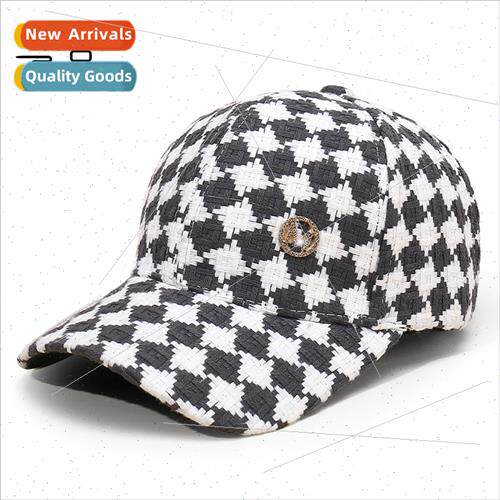 black whe plaid baseball cap fall outdoor sports nd sun-shad