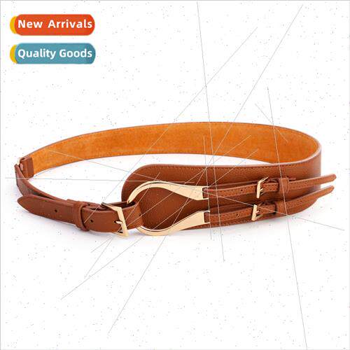 Autumn winter leather oblique lap back buckle ladies wide wa