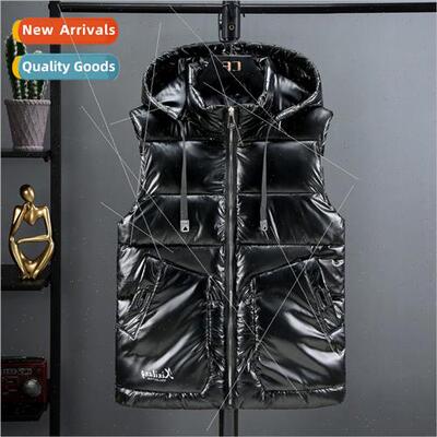 Men vest fall winter glossy jacket down cotton shoulders war