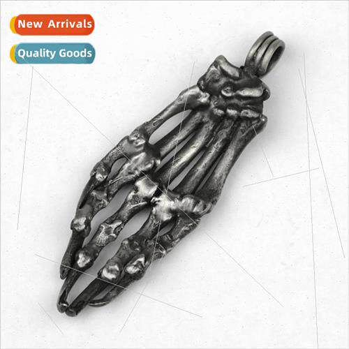 Punk Skull Skeleton Hand Pendant Necklace Men Hip Hop Jewelr
