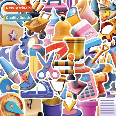 60 pcs 3D tools lab stickers decorative notebook mug helmet